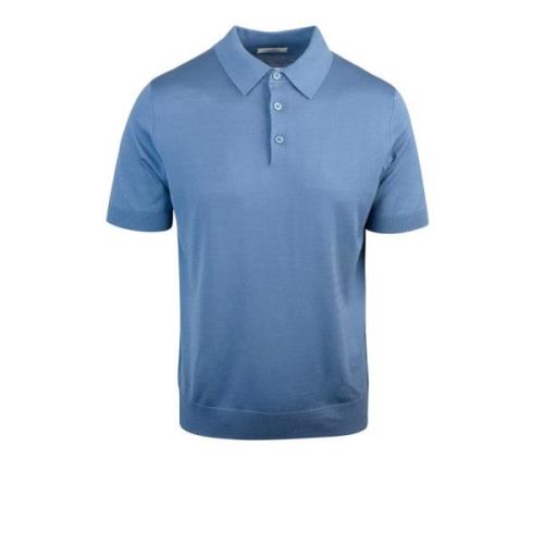 Blauw Polo Shirt Geribbelde Kraag Semi-Doorschijnend Paolo Pecora , Bl...