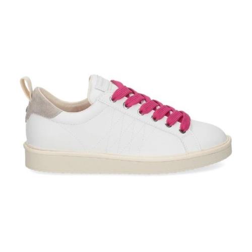 Witte Veterschoenen met Blauwe Suède Hak Panchic , White , Dames