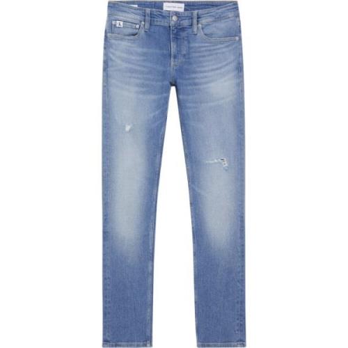 Blauwe Denim Jeans Calvin Klein , Blue , Heren