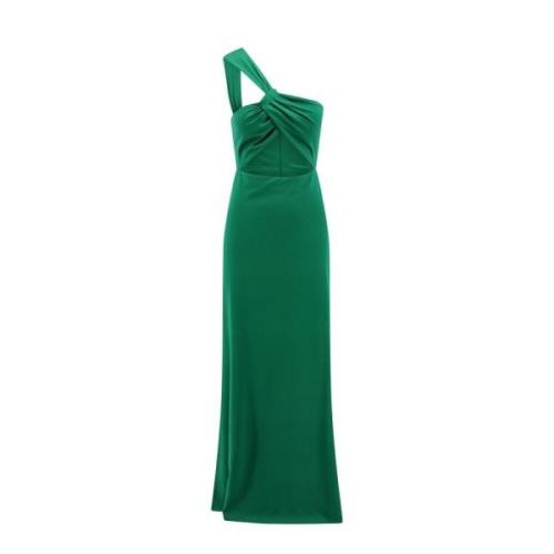Een-schouder lange jurk met uitsnede Actualee , Green , Dames