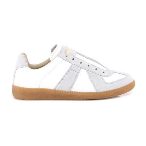 Italiaanse Leren Sneakers Veters Rubberen Zool Maison Margiela , White...