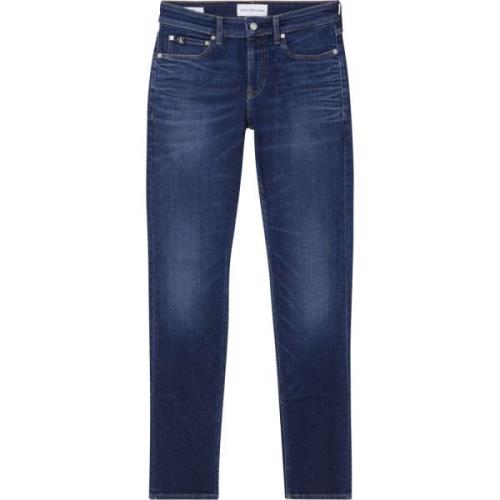 Blauwe Slim Fit Denim Broek Calvin Klein , Blue , Heren