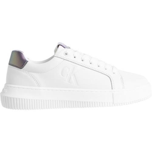 Witte Leren Sneakers Productie Calvin Klein , White , Dames