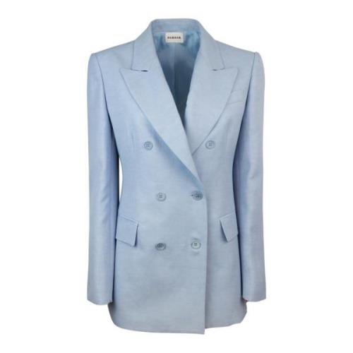 Blauwe Linnen Blazer Dubbel-Breasted Jas P.a.r.o.s.h. , Blue , Dames