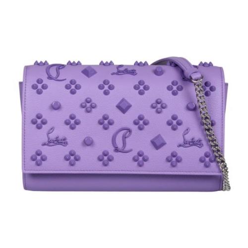 Paloma Clutch Textuurleer Gestudeerd Christian Louboutin , Purple , Da...