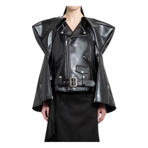 Zwarte Faux Leren Runway Jas Junya Watanabe , Black , Dames