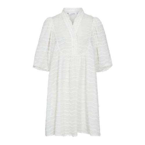 Midi Puff Jurk met Geborduurde Details Co'Couture , White , Dames