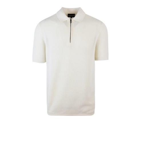 Witte Polo Zip T-shirt Emporio Armani , White , Heren