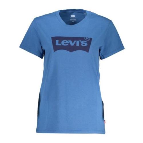 Blauwe Katoenen Tops T-Shirt met Print Levi's , Blue , Heren