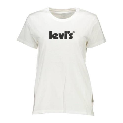 Witte Katoenen Tops T-Shirt, Korte Mouw, Logo Print Levi's , White , D...