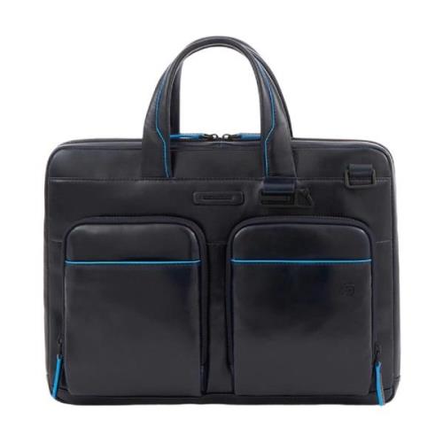 Blauwe Laptoptas en iPad Tas met RFID-bescherming Piquadro , Blue , He...