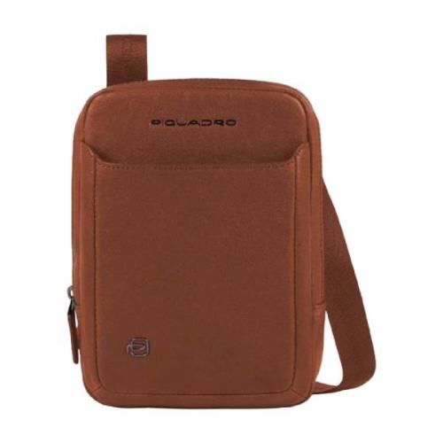 Bruin Leren iPad Mini Tas Piquadro , Brown , Heren