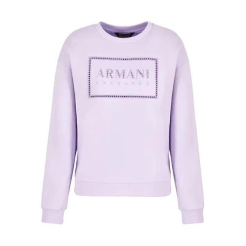 Biologisch Katoenen Crewneck Sweater Lila Armani Exchange , Purple , D...