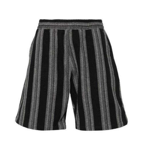 Gestreepte Katoenen Wafel Shorts Carhartt Wip , Black , Heren