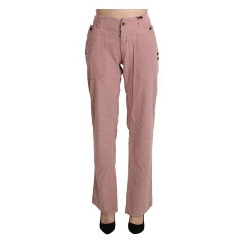 Roze Hoge Taille Rechte Katoenen Broek Ermanno Scervino , Pink , Dames