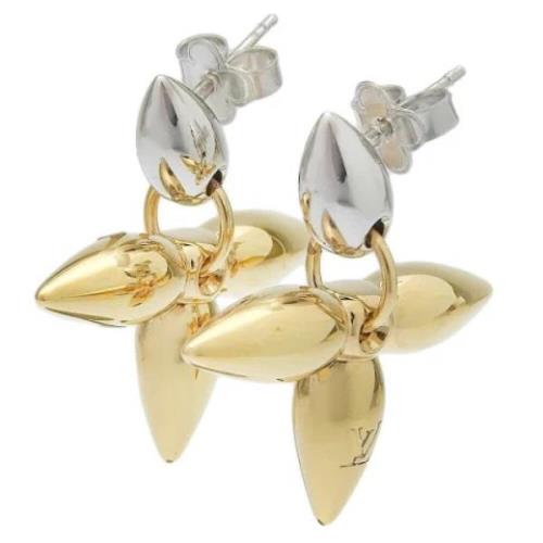 Pre-owned Metal earrings Louis Vuitton Vintage , Yellow , Dames