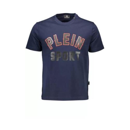 Blauw Katoenen T-Shirt met Contrasterende Details Plein Sport , Blue ,...