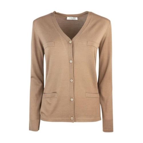 Bruine V-hals wollen trui Max Mara Studio , Brown , Dames