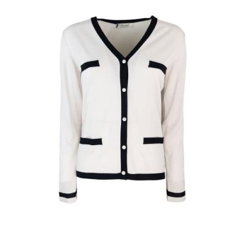 Slim Fit Knoop-Up Cardigan met Zakken Max Mara Studio , White , Dames