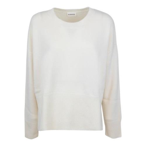 Witte Sweater Boxy Ronde Hals Ribdetail P.a.r.o.s.h. , Beige , Dames