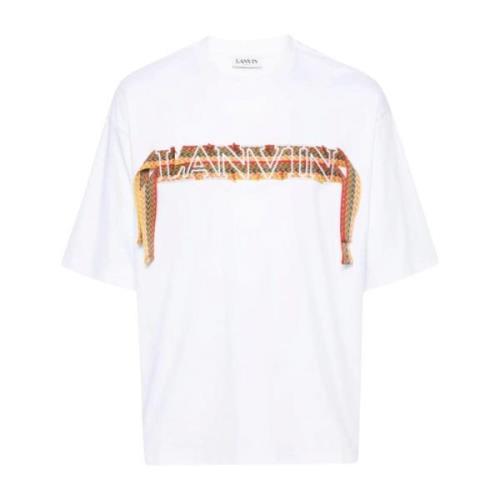 Wit Oversize Kant T-shirt Lanvin , White , Heren