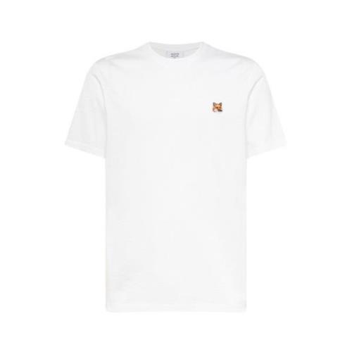 Premium Cotton Crew Neck Logo T-Shirt Maison Kitsuné , White , Heren