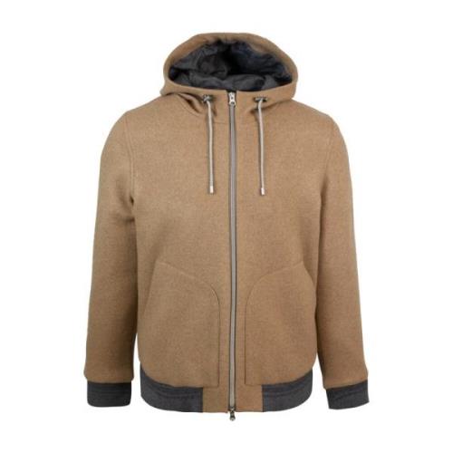 Bruine Hoodie Regular Fit Lubiam , Brown , Heren