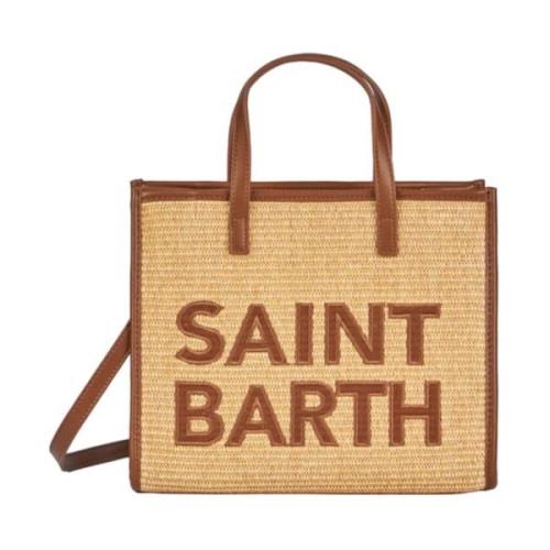 Mini Stro Tas Bruin Leren Details MC2 Saint Barth , Beige , Dames