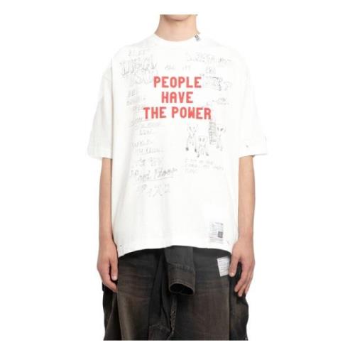 Grafische Print Distressed Tee Mihara Yasuhiro , White , Heren