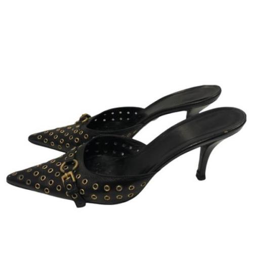 Zwarte Leren Muiltjes, Maat 38 Gucci Vintage , Black , Dames