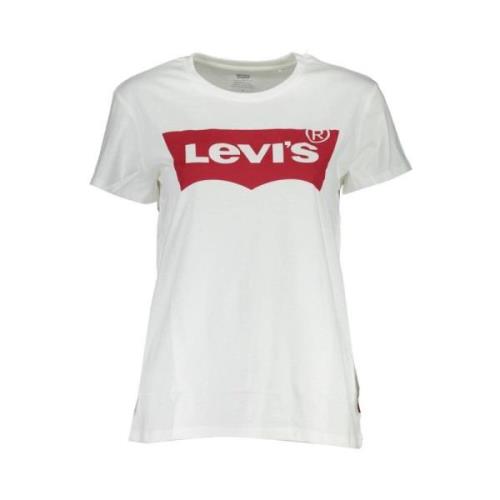 Witte Katoenen T-shirt met Logo Print Levi's , White , Dames