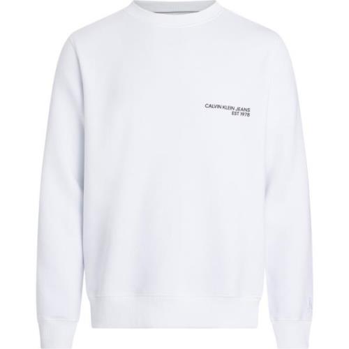 Witte Sweater met Ribgebreide Afwerking Calvin Klein , White , Heren