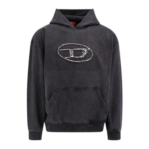 Oval-D Hoodie van Katoen Diesel , Black , Heren