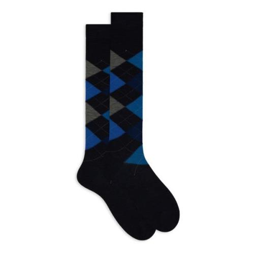 Blauwe wollen sokken met inlegmotief Gallo , Multicolor , Heren
