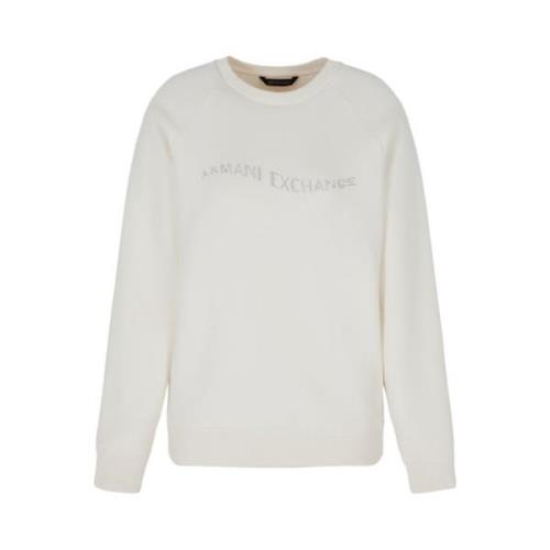 Witte Sweater met Voorlogo Detail Armani Exchange , White , Dames