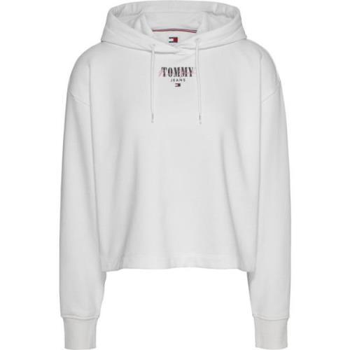 Witte Sweater met Frontprint Tommy Jeans , White , Dames