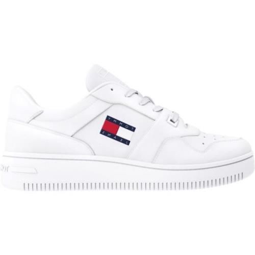 Witte Retro Basket Sneakers Tommy Jeans , White , Heren