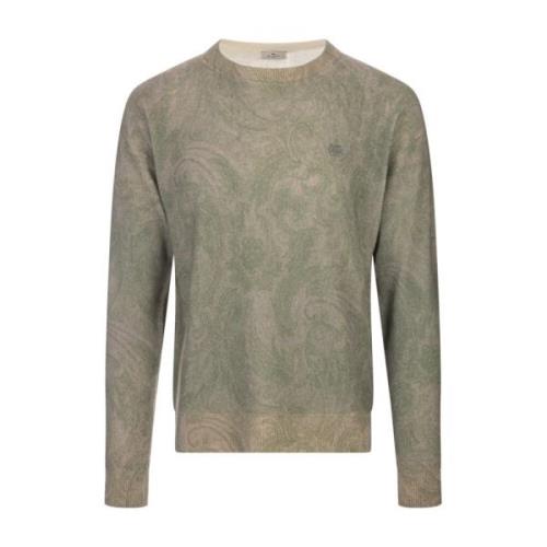 Groene Paisley Wol Crew-Neck Sweater Etro , Green , Heren