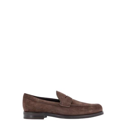 Suede Loafer met Gegraveerd Logo Tod's , Brown , Heren