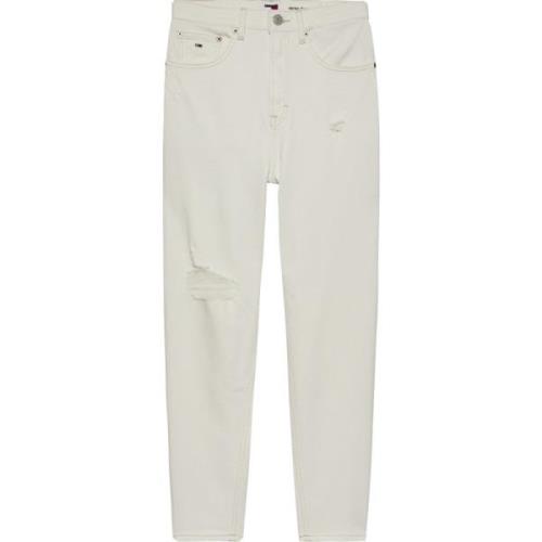 Distressed Mom Fit Witte Jeans Tommy Jeans , White , Dames