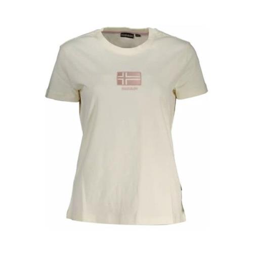 Katoenen Tops & T-Shirt met Print Napapijri , White , Dames