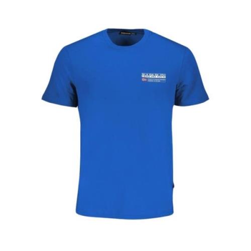 Bedrukt Logo Biologisch Katoen T-Shirt Napapijri , Blue , Heren