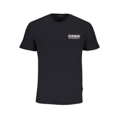 Zwart T-shirt met logo print Napapijri , Black , Heren