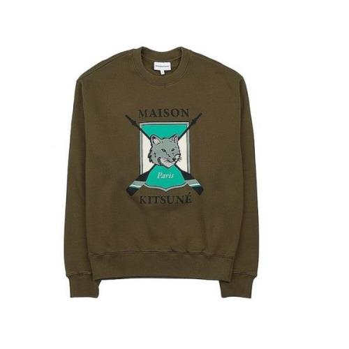 Khaki College Fox Sweatshirt Maison Kitsuné , Green , Heren