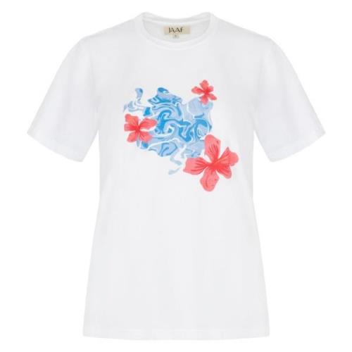 Hibiscus Print Katoenen T-shirt Jaaf , White , Dames