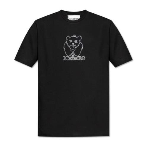 T-shirt met logo Iceberg , Black , Heren