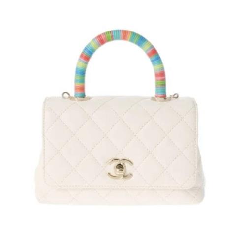 Pre-owned Leather handbags Chanel Vintage , White , Dames