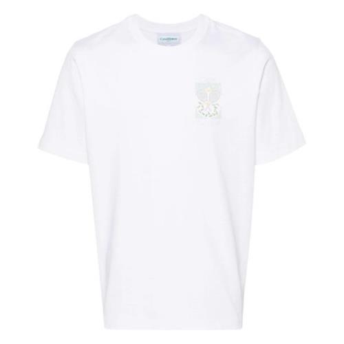 Wit Logo Print Crewneck T-shirts Casablanca , White , Heren