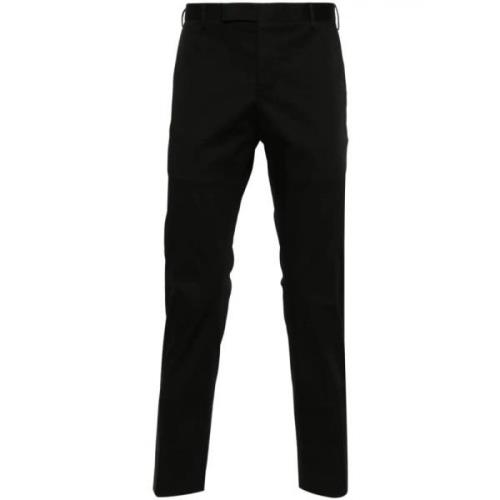 Zwarte Stretch Katoenen Twill Broek PT Torino , Black , Heren