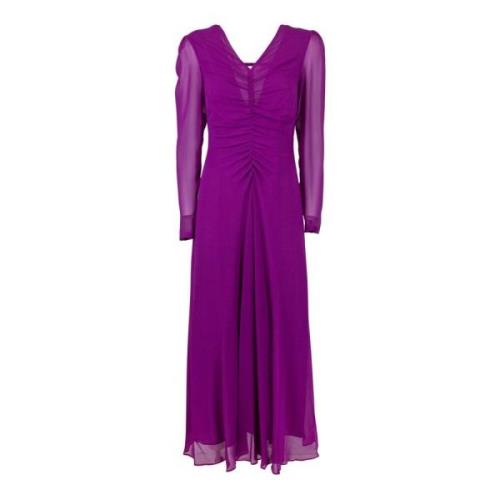 Georgette V-hals Lange Mouw Jurk Max Mara Studio , Purple , Dames